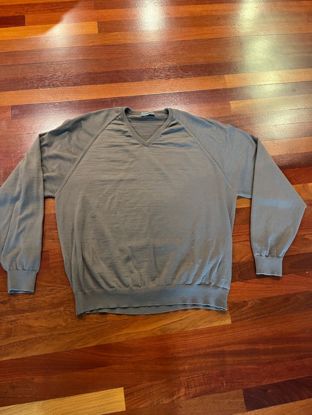 Silverdale Men's V-Neck Merino Sweater in Taupe Brown